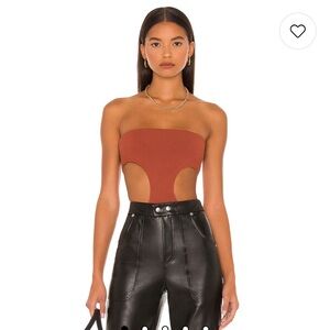 Superdown Darcey Cutout Bodysuit in Rust
